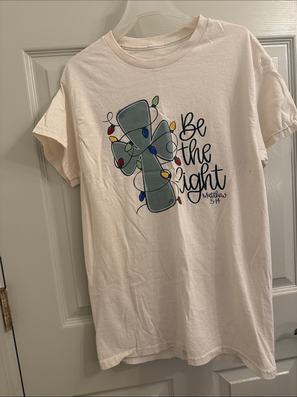Be The Light Cross Graphic Tee - cream